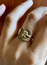 Load image into Gallery viewer, 14k Gold Diamond Buckle Ring with Garnets