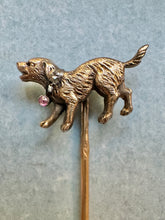 Load image into Gallery viewer, 18k Vintage Dog Stickpin with Diamond and Ruby Collar -