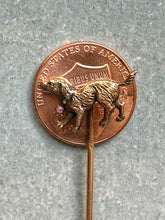 Load image into Gallery viewer, 18k Vintage Dog Stickpin with Diamond and Ruby Collar -