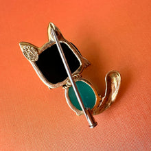 Load image into Gallery viewer, Corletto 18k Gold Onyx Ruby & Chrysoprase Cat Brooch -