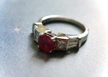 Load image into Gallery viewer, 1.19 ct BURMESE GIA Ruby Ring in 14k White Gold Platinum and