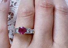 Load image into Gallery viewer, 1.19 ct BURMESE GIA Ruby Ring in 14k White Gold Platinum and