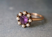 Load image into Gallery viewer, 14k Amethyst & Seed Pearl Ring