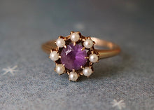 Load image into Gallery viewer, 14k Amethyst & Seed Pearl Ring