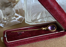 Load image into Gallery viewer, 14k Gold & Amethyst Victorian Era Stickpin with Box - Fine