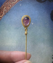 Load image into Gallery viewer, 14k Gold & Amethyst Victorian Era Stickpin with Box - Fine