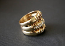 Load image into Gallery viewer, 14k Gold and Diamond Triple Cigar Band Ring - Rings