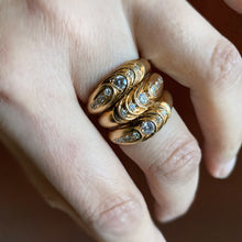 Load image into Gallery viewer, 14k Gold and Diamond Triple Cigar Band Ring - Rings