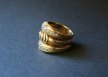 Load image into Gallery viewer, 14k Gold and Diamond Triple Cigar Band Ring - Rings