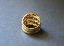Load image into Gallery viewer, 14k Gold and Diamond Triple Cigar Band Ring - Rings