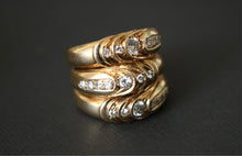 Load image into Gallery viewer, 14k Gold and Diamond Triple Cigar Band Ring - Rings