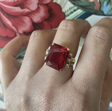 Load image into Gallery viewer, 14k Gold and Synthetic Sapphire Ring with Seed Pearls