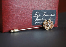 Load image into Gallery viewer, 14k Gold & Diamond 4-Leaf Clover Stick Pin in Original Box