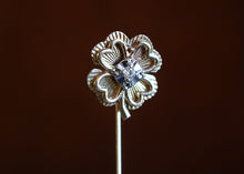 Load image into Gallery viewer, 14k Gold & Diamond 4-Leaf Clover Stick Pin in Original Box