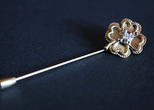 Load image into Gallery viewer, 14k Gold & Diamond 4-Leaf Clover Stick Pin in Original Box