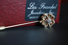 Load image into Gallery viewer, 14k Gold & Diamond 4-Leaf Clover Stick Pin in Original Box