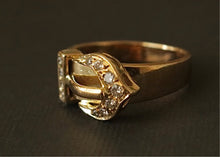 Load image into Gallery viewer, 14k Gold & Diamond Buckle Ring