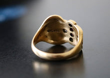 Load image into Gallery viewer, 14k Gold Diamond Buckle Ring with Garnets
