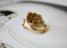 Load image into Gallery viewer, 14k Gold Diamond Buckle Ring with Garnets