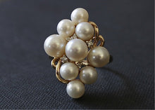 Load image into Gallery viewer, 14k Gold Pearl & Diamond Cluster Ring