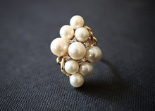 Load image into Gallery viewer, 14k Gold Pearl & Diamond Cluster Ring