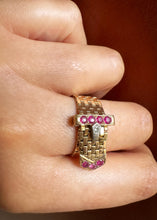 Load image into Gallery viewer, 14k Gold Ruby & Diamond Adjustable Buckle Belt Ring
