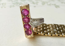 Load image into Gallery viewer, 14k Gold Ruby & Diamond Adjustable Buckle Belt Ring