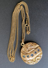 Load image into Gallery viewer, 14k Victorian Serpent & Sapphire Locket with Chain