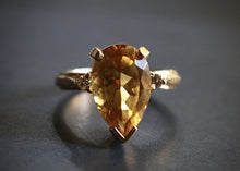 Load image into Gallery viewer, 14kt Yellow Gold Citrine and Diamond Ring with Gold Tip -