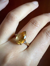 Load image into Gallery viewer, 14kt Yellow Gold Citrine and Diamond Ring with Gold Tip -