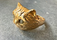 Load image into Gallery viewer, 18k Cat Ring with Moonstone Eyes