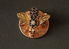 Load image into Gallery viewer, 18k Diamond and Sapphire Herbert Rosenthal Bee Brooch -