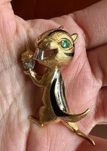 Load image into Gallery viewer, 18k Gold, Diamond and Emerald Chipmunk Pin