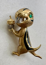 Load image into Gallery viewer, 18k Gold, Diamond and Emerald Chipmunk Pin