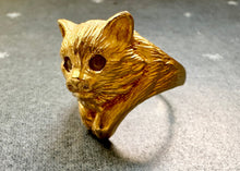 Load image into Gallery viewer, 18k Gold & Moonstone Cat with Paws Ring
