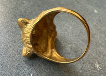 Load image into Gallery viewer, 18k Gold & Moonstone Cat with Paws Ring