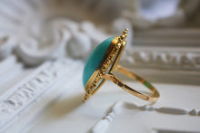 Load image into Gallery viewer, 18kt Gold Cannetille Ring with 11 carat Genuine Persian Turquoise Stone