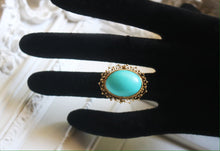 Load image into Gallery viewer, 18kt Gold Cannetille Ring with 11 carat Genuine Persian Turquoise Stone