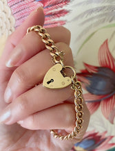 Load image into Gallery viewer, 9k Gold Charm Bracelet with Heart Padlock Hallmarked for