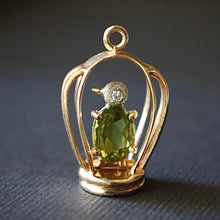 Load image into Gallery viewer, Charming 1950’s 14k Peridot and Diamond Birdcage Pendant by
