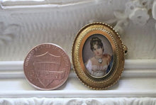 Load image into Gallery viewer, Corletto Brooch - 18kt Gold Handpainted Portrait of a Woman with Genuine Diamond
