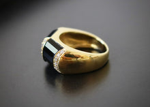 Load image into Gallery viewer, La Triomphe 18k Gold Onyx & Diamond Ring