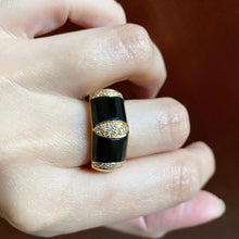 Load image into Gallery viewer, La Triomphe 18k Gold Onyx & Diamond Ring
