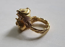Load image into Gallery viewer, Ilias LalaOunis 18k Gold and Ruby Bulls Head Ring