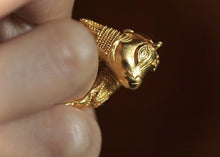 Load image into Gallery viewer, Ilias LalaOunis 18k Gold and Ruby Bulls Head Ring