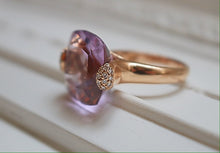 Load image into Gallery viewer, 18k Rose Gold & Amethyst Ring with Diamonds
