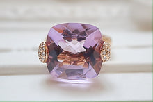 Load image into Gallery viewer, 18k Rose Gold & Amethyst Ring with Diamonds