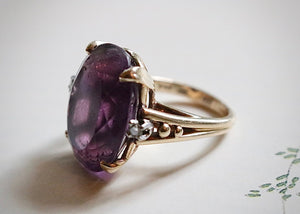 14k Gold and Platinum FF Felger Amethyst and Diamond Ring