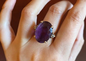 14k Gold and Platinum FF Felger Amethyst and Diamond Ring