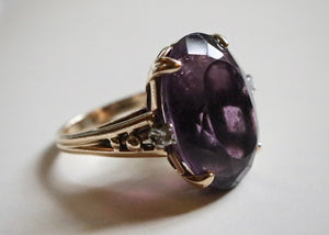 14k Gold and Platinum FF Felger Amethyst and Diamond Ring